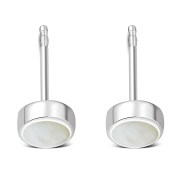 6pairs 6mm Mother of Pearl Sterling Silver Stud Earrings - e364